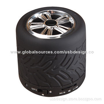 High-quality Portable Tire/Round Speaker, Customized Colors and Logos Accepted